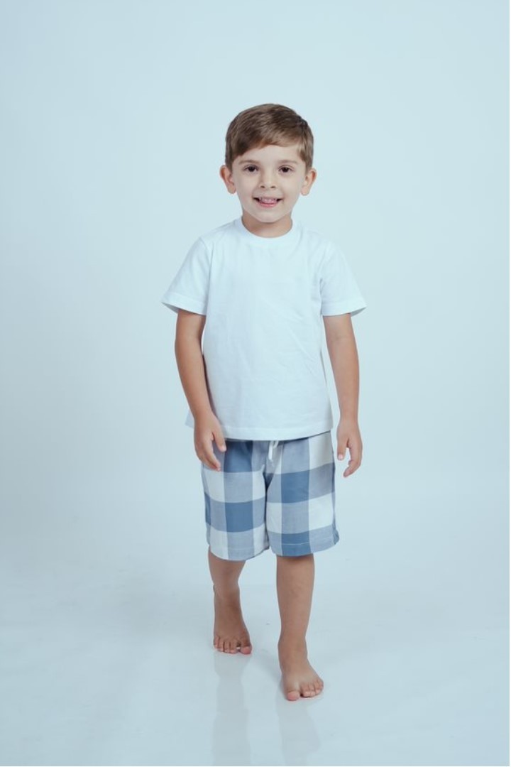 Pijama Masculino Infantil Xadrez Azul