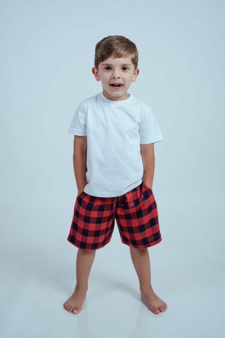 Pijama Masculino Infantil Xadrez Vermelho